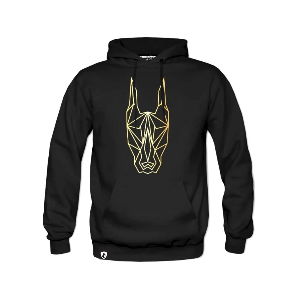 Doberman Dog Pride Kryptonite Unisex Hoodie Sweatshirt Back/Gold Sz L NWOT